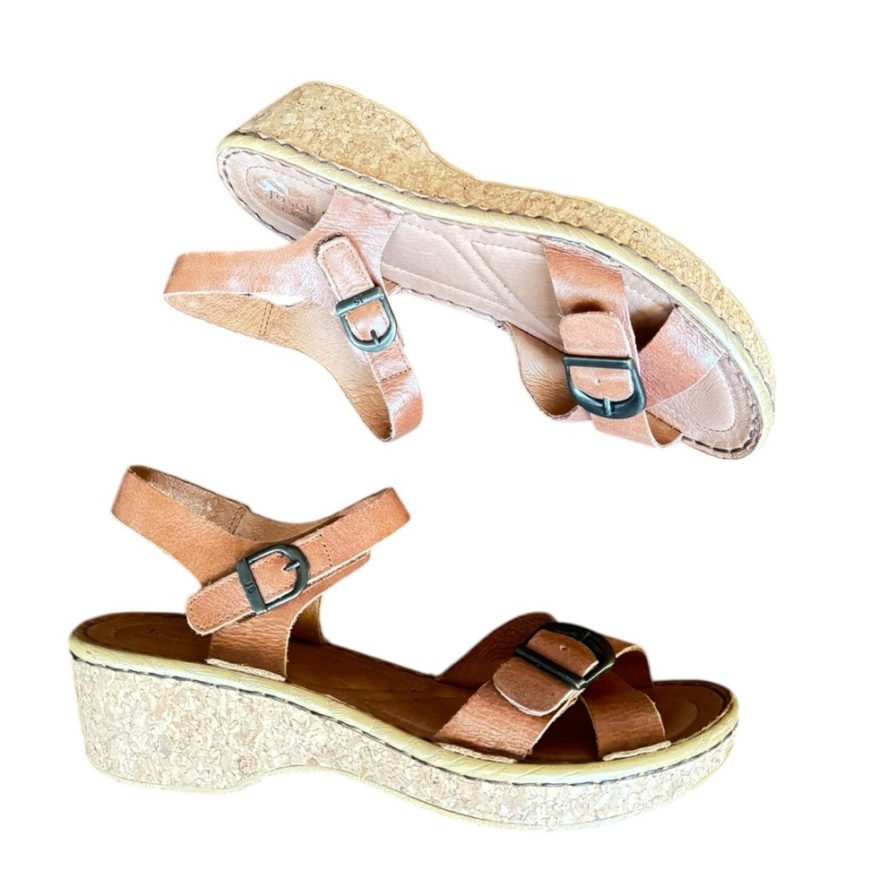 Josef Seibel Tan Cork Wedge Strappy Sandals